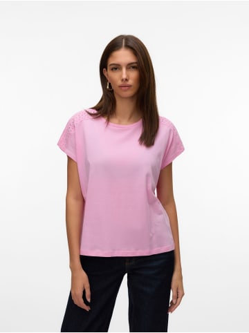 Vero Moda 2er-SET Trendiges Sommer Shirt mit Spitze Rundhals in Rosa