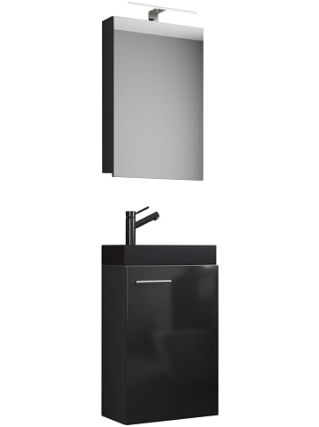 VCM  3tlg Waschtisch Slito SC Toilette schmal Schwarz in Schwarz