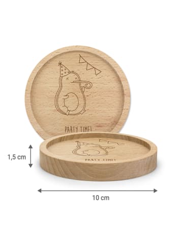 Mr. & Mrs. Panda Untersetzer Avocado Party Zeit mit Spruch in Transparent