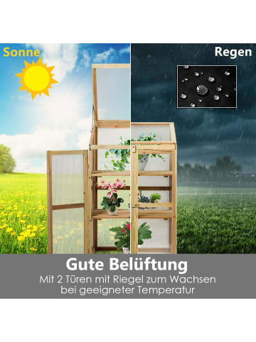 COSTWAY 3 Etagen Hochbeet Holz in Hellbraun