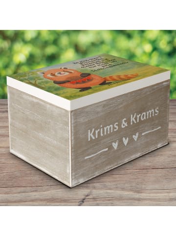 Mr. & Mrs. Panda Truhe Roter Panda Design mit Spruch in Weiß