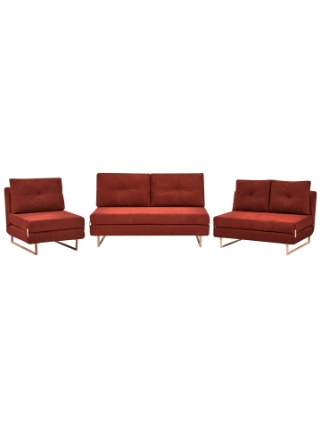 Beliani 3-tlg Schlafsofa JERSLEV in Rot/Braun