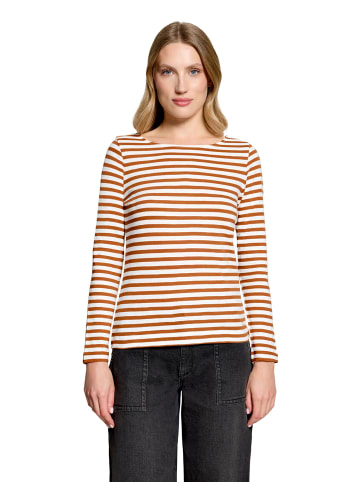 BETTY & CO Ringelshirt mit U-Boot-Ausschnitt in Brown/Cream
