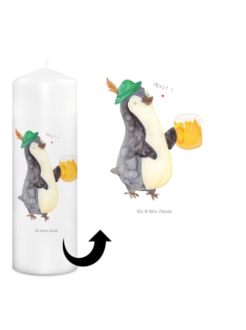 Mr. & Mrs. Panda Laternenkerze Pinguin Bier ohne Spruch in Weiß
