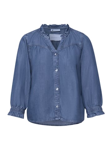 Street One Ruffle Blouse in Soft Mid Blue Washed
