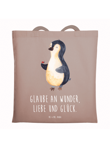 Mr. & Mrs. Panda Stoffbeutel Pinguin Marienkäfer mit Spruch in Braun Pastell