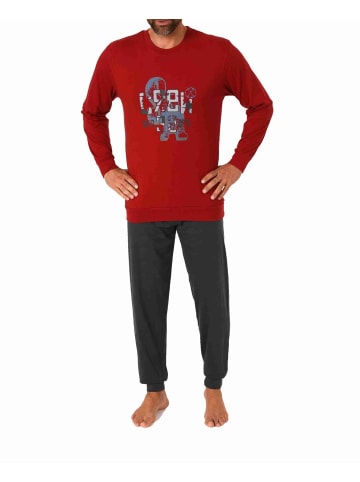 NORMANN Schlafanzug Pyjama langarm Bündchen - 70569 in rot
