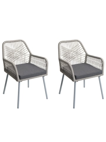 MCW 2er-Set Gartenstuhl O12, Hellgrau, Bezug dunkelgrau