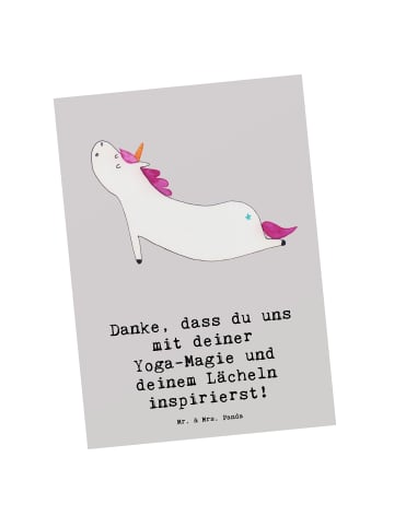 Mr. & Mrs. Panda Postkarte Yoga Trainerin Inspiration mit Spruch in Grau Pastell