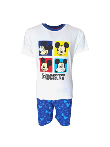 Disney Mickey Mouse Schlafanzug kurz Disney Mickey Mouse in Weiß-Blau