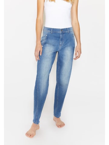 ANGELS  Jeans Mom-Jeans Alma Crop mit Logo-Applikation in mittelblau