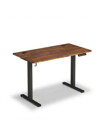 relaxdays Höhenverstellbarer Schreibtisch in Braun/ Schwarz - (B)140 x (H)120 x (T)60 cm