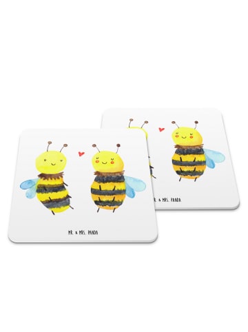 Mr. & Mrs. Panda Bierdeckel Biene Verliebt ohne Spruch in Weiß