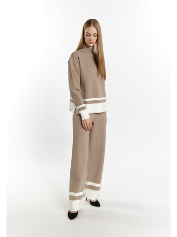 DreiMaster Damen Strickpullover in Schlamm Wollweiss
