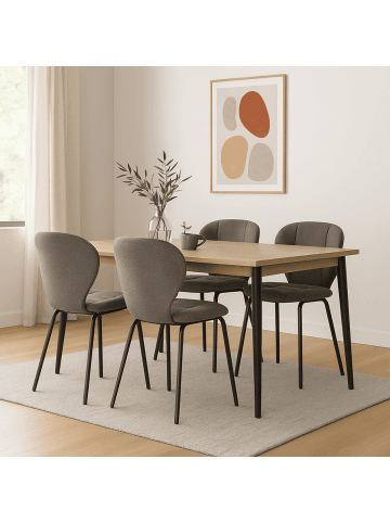 CALICOSY 2er-Set Stühle MAORI in Anthrazitgrau - (W)50 x (H)48 x (L)48,5 cm
