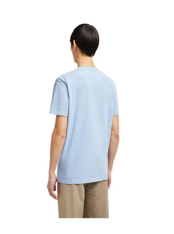 Moncler Cotton T-Shirt Hellblau mit Logopatch