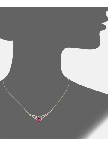 Diamant L'éternel Halskette aus 375 Gelbgold mit Diamant mit Rubin Herz-Design