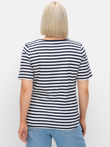 sheego T-Shirt in marine-weiß
