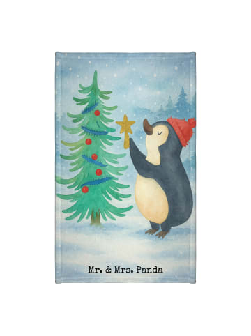 Mr. & Mrs. Panda Gästehandtuch Pinguin Weihnachtsbaum Design ohn... in Weiß