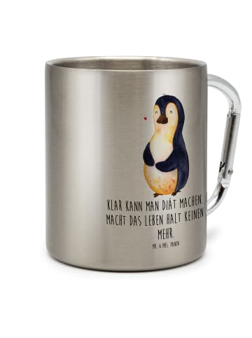 Mr. & Mrs. Panda Edelstahltasse Pinguin Diät mit Spruch in Silber