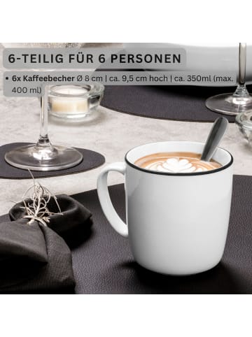 Sänger Kaffeebecher Marlo Black Rim - 6 teilig aus Porzellan