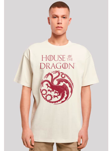 F4NT4STIC Heavy Oversize T-Shirt House Of The Dragon Targaryen Crest Logo in sand