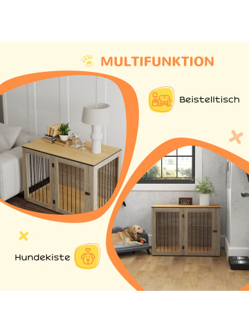 Pawhut Hundekäfig Eiche 106B x 60T x 76H cm