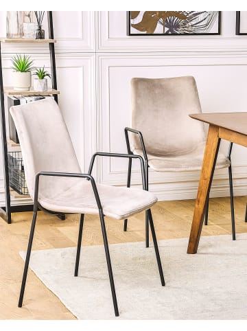 Beliani 2er-Set Esszimmerstuhl JEFFERSON in Beige/Schwarz