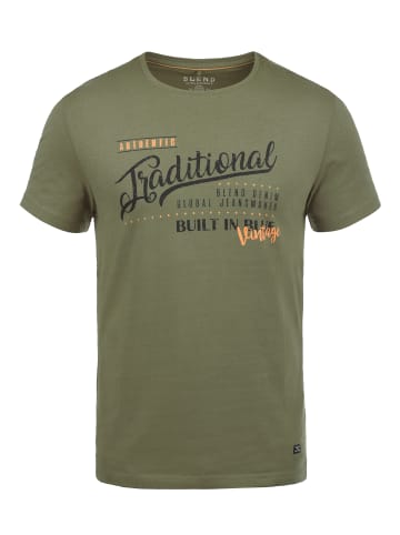 BLEND Rundhalsshirt BHDoppler 20706331ME Kurzarmshirt mit Front-Print in Grün