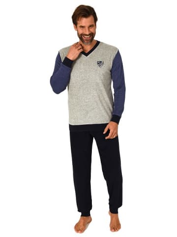 NORMANN Frottee Pyjama Schlafanzug & Bündchen - 82486 in blau