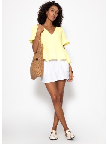 SASSYCLASSY Musselin Shirt mit Volants in Gelb