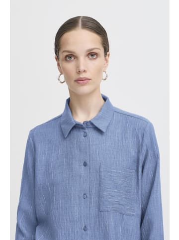 ICHI Langarm - Hemd IXREMI Regular fit in Coronet Blue w. pinst.