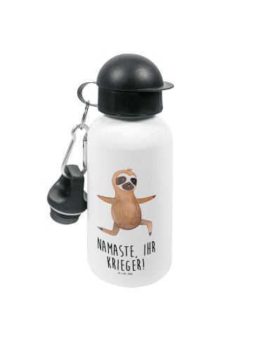 Mr. & Mrs. Panda Kindertrinkflasche Faultier Yoga mit Spruch in Weiß
