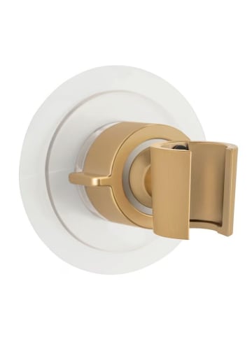 Wenko Duschkopfhalter 360°, bohrfreie Montage in Gold, (H) 7,5 x (L) 8 cm