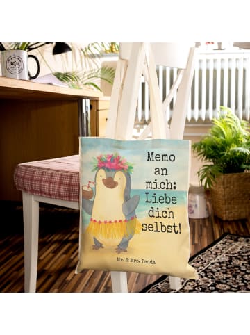 Mr. & Mrs. Panda Tote Bag Pinguin Kokosnuss Design mit Spruch in Weiß