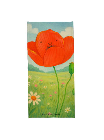 Mr. & Mrs. Panda Strandtuch Blume Mohnblume Design ohne Spruch in Weiß