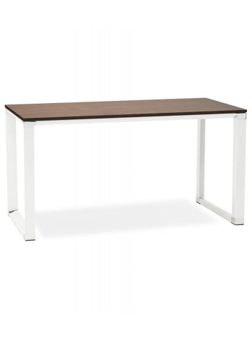 KADIMA DESIGN Gerader Schreibtisch aus Holz Metall | Modern Minimalistisch in Braun-Weiß