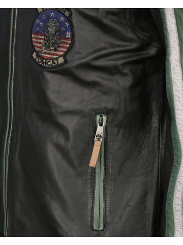 TOP GUN Lederjacke 31024850 in schwarz/grün