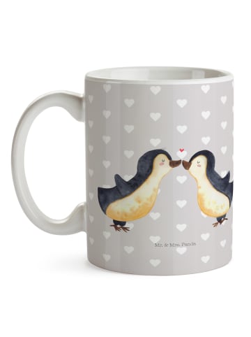 Mr. & Mrs. Panda Kaffeetasse Pinguin Liebe ohne Spruch in Grau Pastell