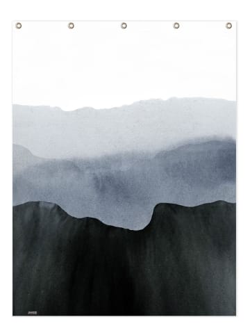 Juniqe Duschvorhang "Mountain Horizon 2" in Blau & Grau