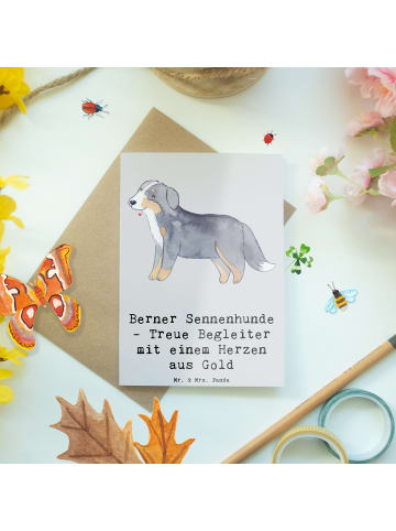 Mr. & Mrs. Panda Grußkarte Berner Sennenhund Herz mit Spruch in Grau Pastell