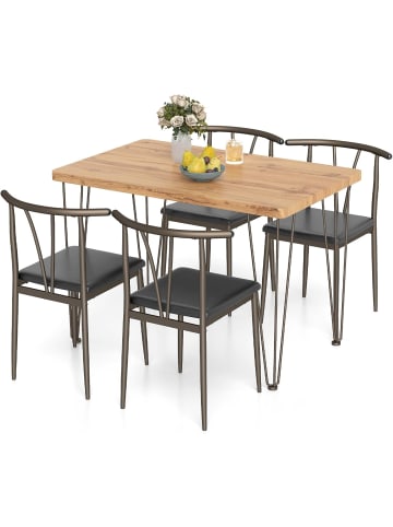 COSTWAY 5 tlg Esszimmertisch Set in Braun