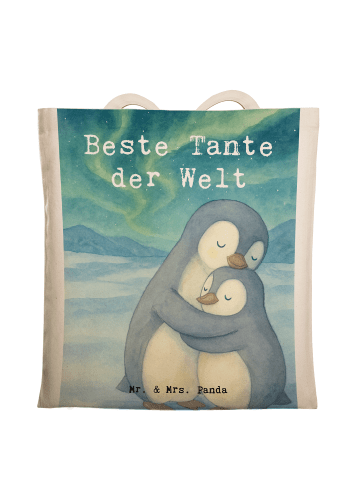 Mr. & Mrs. Panda Tragetasche Pinguin Beste Tante der Welt Design... in Weiß