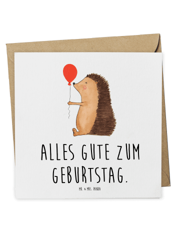 Mr. & Mrs. Panda Klappkarte Igel Luftballon mit Spruch in Weiß