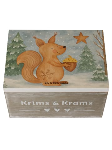 Mr. & Mrs. Panda Holzbox mit Deckel Eichhörnchen Weihnachten Des... in Weiß