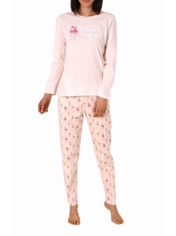 NORMANN Schlafanzug lang Flamingo Pyjamahose allover - 71390 in rosa