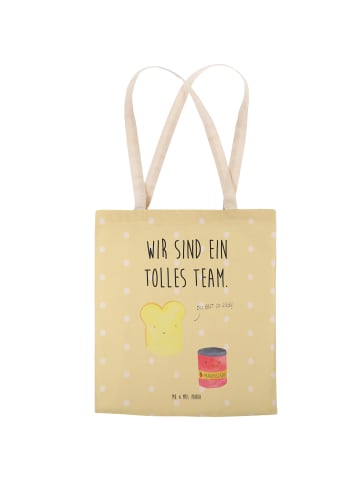 Mr. & Mrs. Panda Shopper Bag Toast Marmelade mit Spruch in Gelb Pastell