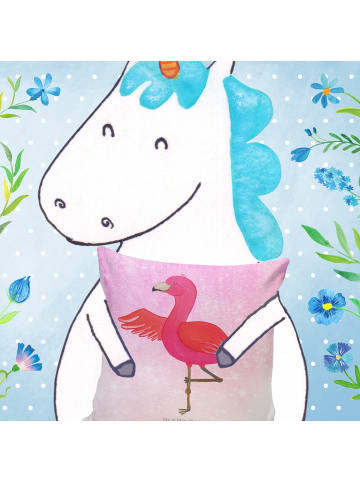 Mr. & Mrs. Panda Kissen 40x40 Flamingo Yoga ohne Spruch in Aquarell Pink