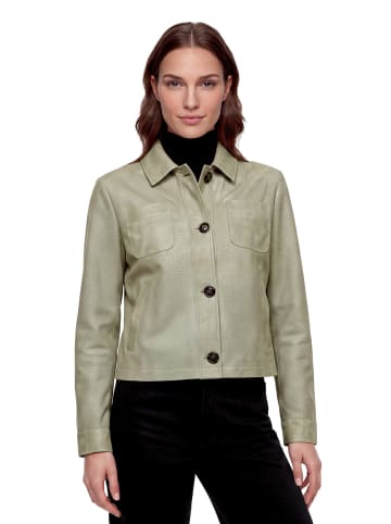 AMBER & JUNE Kunstleder-Jacke mit Kragen in khaki