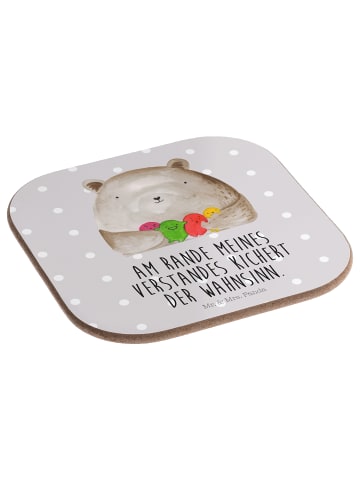 Mr. & Mrs. Panda Glasuntersetzer Bär Gefühl mit Spruch in Grau Pastell